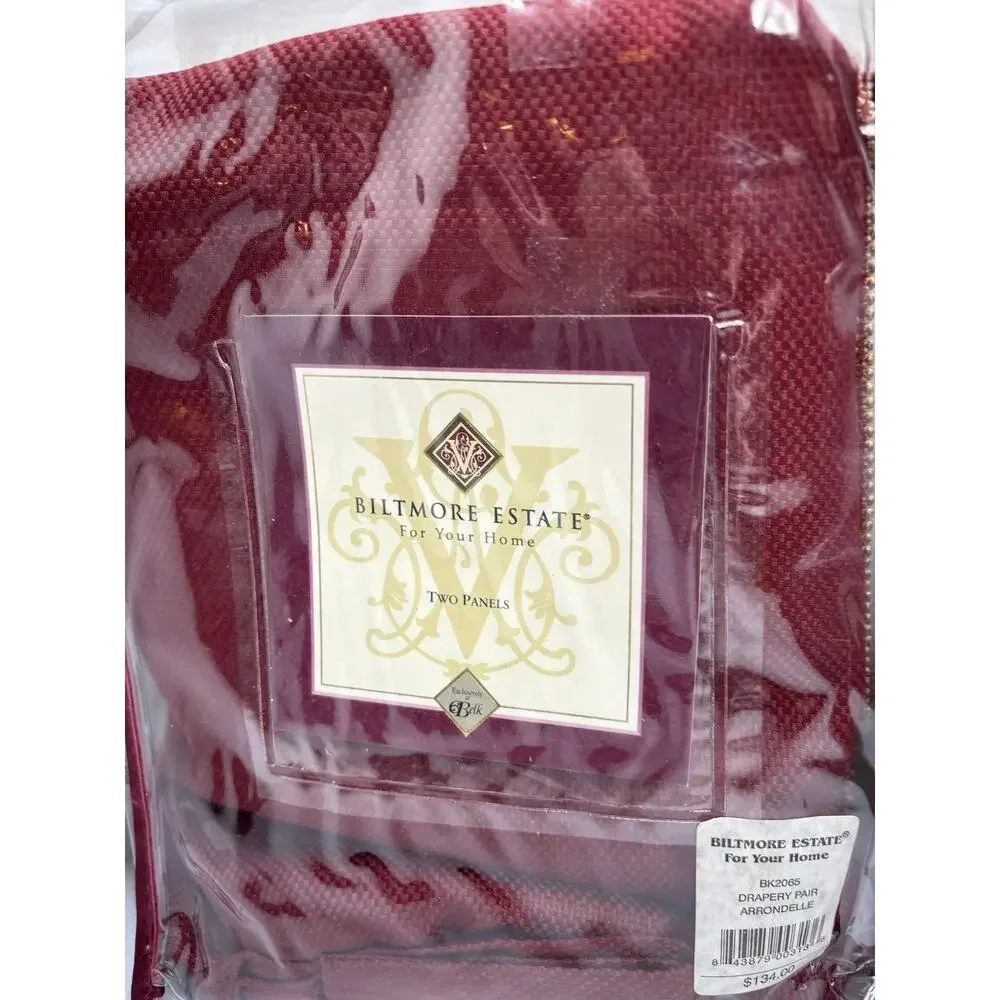 Lot Of New Biltmore Curtain Panels (2) & 2 Valances Burgundy & Gold 48x84”